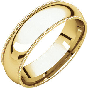 14K Yellow 6mm Milgrain Comfort Fit Band