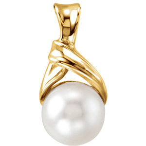 14K Yellow 6mm Akoya Cultured Pearl Pendant