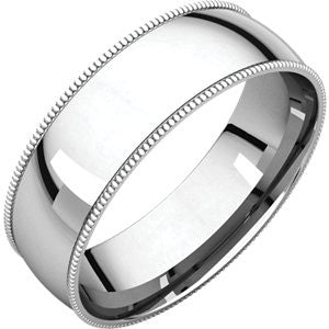 14K White 6mm Light Comfort Fit Milgrain Band