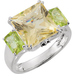 Lime Quartz, Peridot & Chrome Diopside Ring