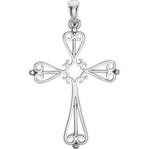 14K White 33x25mm Cross Pendant Mounting