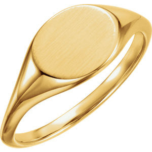 14K White Oval Signet Ring