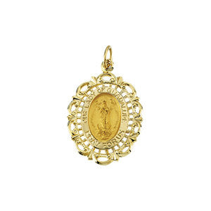 14K Yellow 25x18mm Our Lady of Guadalupe Medal