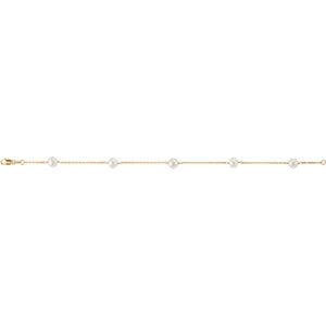 14K Yellow Pearl Station 7" Bracelet