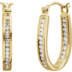 14K Yellow 1-4 CTW Diamond Inside-Outside Hoop Earrings