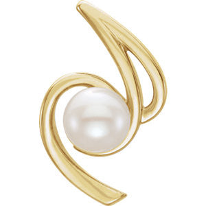 14K White Freshwater Cultured Pearl Pendant