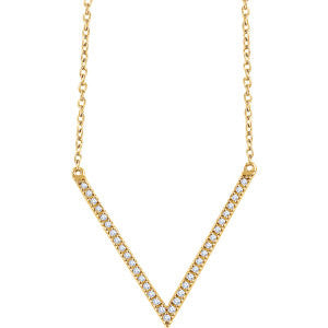 14K Yellow 1/6 CTW Diamond "V" 16-18" Necklace