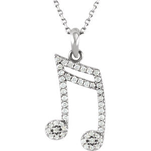 14K Yellow 1/5 CTW Diamond Double Sixteenth Note 16" Necklace