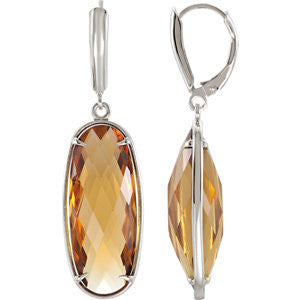 Sterling Silver Honey Quartz Lever Back Earrings