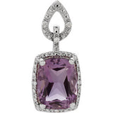 14K White Amethyst & .025 CTW Diamond Pendant