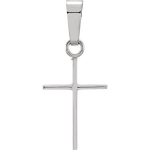 14K White 12x8mm Cross Pendant