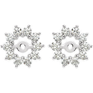 14K White 5-8 CTW Diamond Earring Jackets