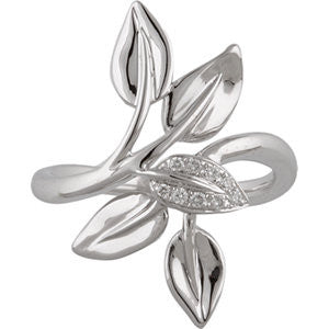 14K White .07 CTW Diamond Leaf Ring