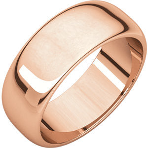 14K Rose 7mm Half Round Band