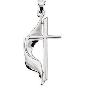 Sterling Silver 30x17.5mm Methodist Cross Pendant