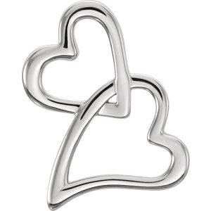 14K White Double Heart Chain Slide