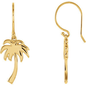 14K Yellow Petite Palm Tree Earrings