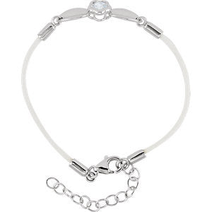 Sterling Silver BFlower&trade; White CZ 6.5-7.5" Nylon Bracelet