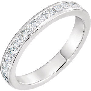 14K White 2mm Square 7-8 CTW Diamond Channel Set Band