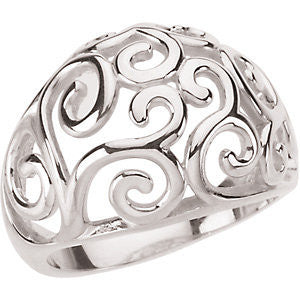 Sterling Silver Metal Fashion Scroll Ring