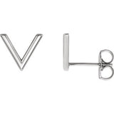 14K White "V" Earrings