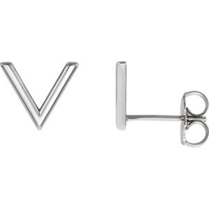 14K White "V" Earrings