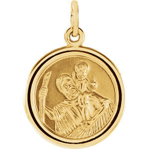 14K Yellow 18mm St. Christopher Medal