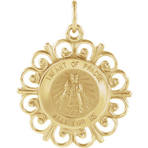 14K Yellow 18.5mm Infant of Prague Medal