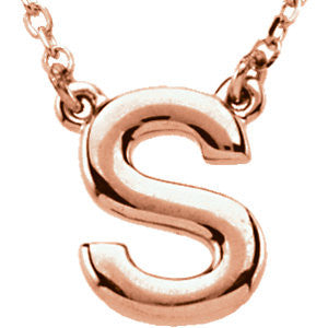 14K Yellow Letter "A" Block Initial 16" Necklace