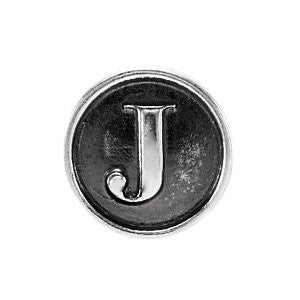 Sterling Silver 10.6mm Letter 
"J" Alpha Cylinder Bead