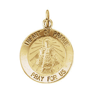 14K Yellow 15mm Round Infant of Prague Medal