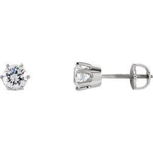 14K White 5.25mm Cubic Zirconia Stud Earrings