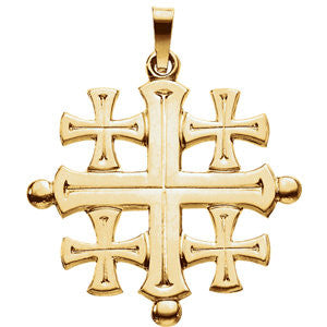 14K Yellow 27x26mm Jerusalem Cross Pendant