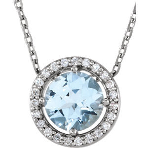 14K Yellow Blue Sapphire & .06 CTW Diamond 16" Necklace