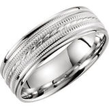 10K White 6.5mm Lightweight Grooved Milgrain Band Size 6.5