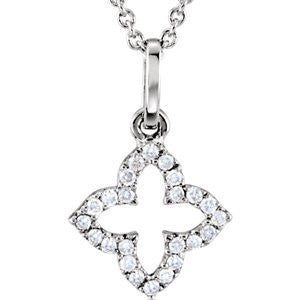 14K Rose .07 CTW Petite Diamond Cross 16" Necklace