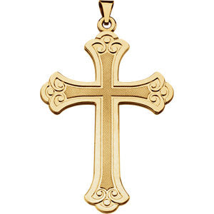 14K Yellow 46x31mm Fancy Cross Pendant