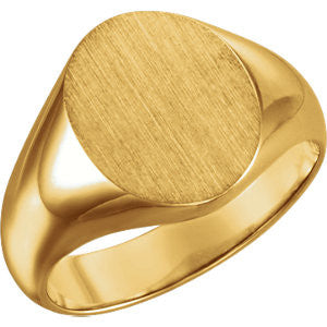 18K Yellow 12x10mm Oval Signet Ring