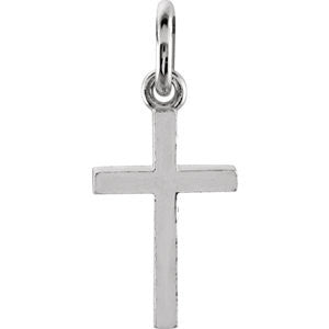 14K White Cross Charm