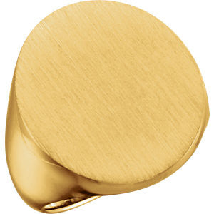 14K Yellow 22x20mm Solid Oval Men's Signet Ring