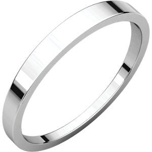 14K White 2.5mm Flat Tapered Band