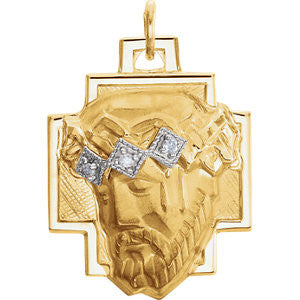 14K Yellow 23x16.5mm Face of Jesus Pendant