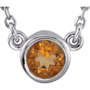 Sterling Silver Citrine Bezel 18" Necklace