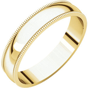 14K Yellow 4mm Light Milgrain Band