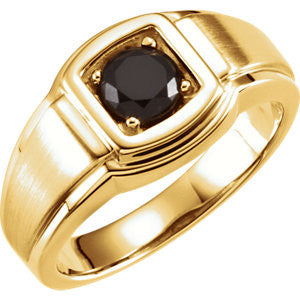 14K Yellow Onyx Men's Ring