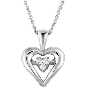 Sterling Silver 1-10 CTW Diamond Heart 18" Mystara® Necklace