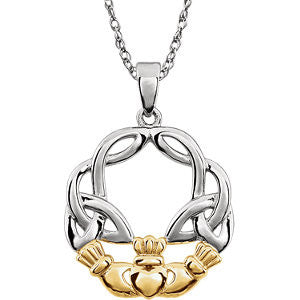 14K Two-Tone Claddagh Pendant