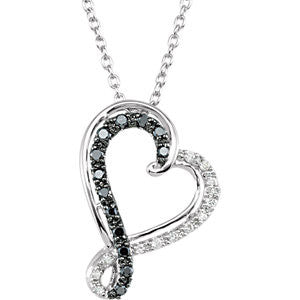 Black & White Diamond Heart Necklace