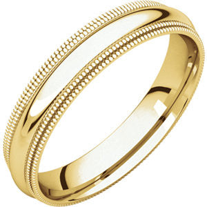 14K Yellow 4mm Double Milgrain Comfort Fit Band