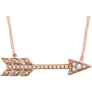 14K Yellow 1/10 CTW Diamond Arrow Necklace